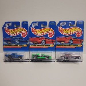 Hot Wheels Tattoo Machines Series  Lot of 3 T-Bird Camaro Stutz Blackhawk New